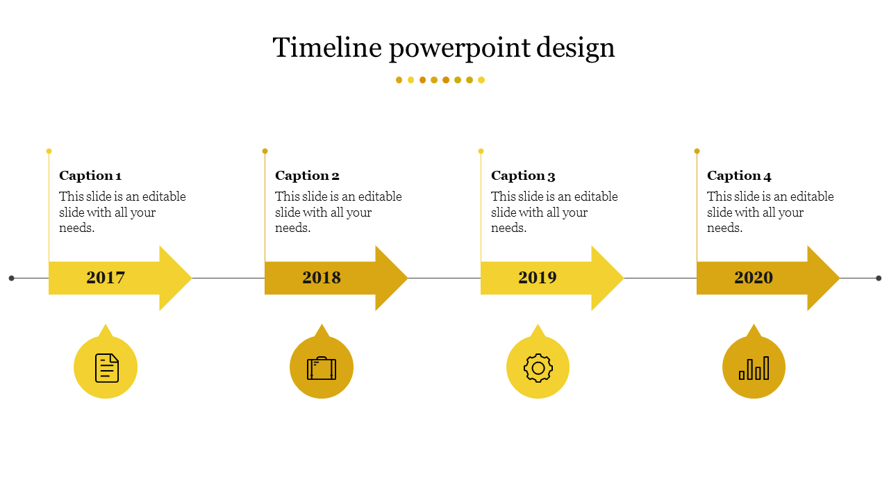 Free - Best Timeline PowerPoint Design In Yellow Color Slide